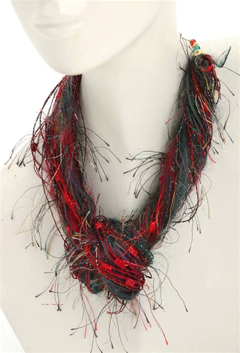 Wearing Fiber Necklaces Fiber Necklace Fiber Art Jewelry Yarn Necklace