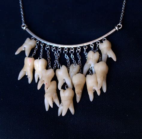 Human tooth necklace teeth jewelry macabre art dental bib | Etsy