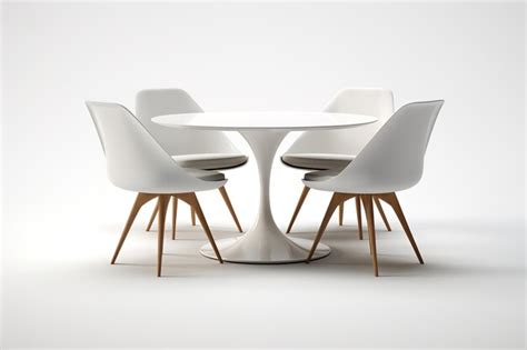 Premium Vector Dining Table With Chairs On White Background