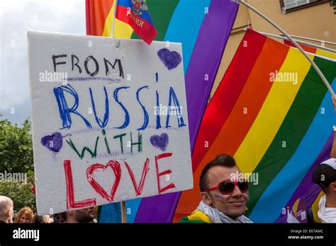 LGBT rights Russia protest People protests with a placard for the ...