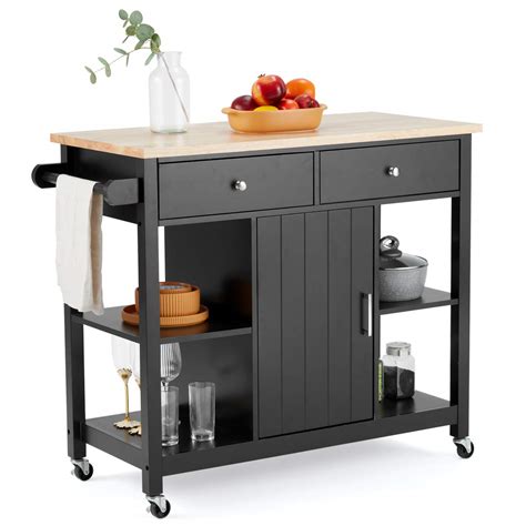 Buy Mellcom Rolling Kitchen Island Cart With Large Drawers Towel Rack