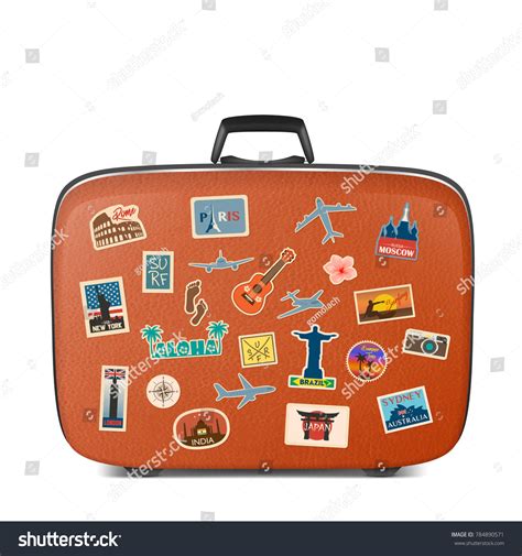 Vector Travel Stickers Labels Famous Countries Stock Vector (Royalty ...