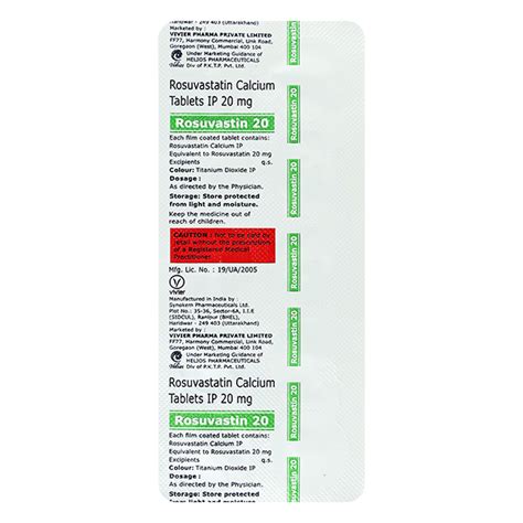 Rosuvastin 20mg Tablet 10s Price Uses Side Effects Netmeds