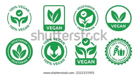 Vegan Icon Set Bio Organic Healthy Stock Vector Royalty Free