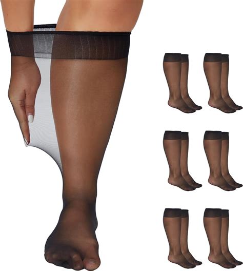 Yilanmy Plus Size Knee High Socks For Women Nylon Sheer Trouser Socks 6pairs At Amazon Womens