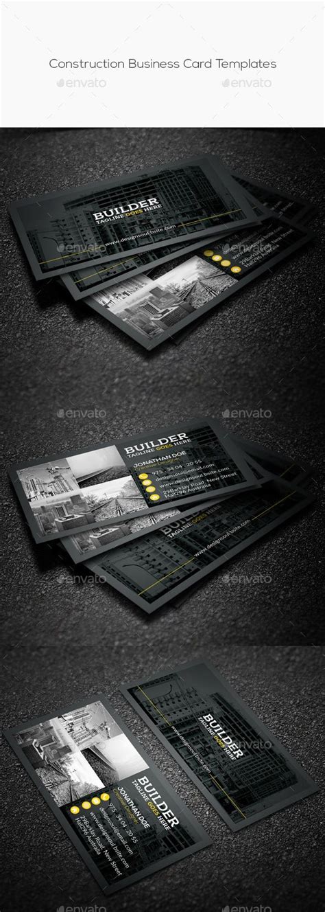 a black and yellow business card mock up with the text construction ...