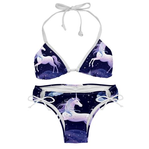 Starry Unicorn Women S Swimsuit Bikini Set Detachable Sponge