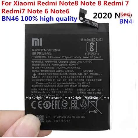 Jual Baterai Xiaomi BN46 Redmi 7 Redmi Note 8 Original 100 Battery