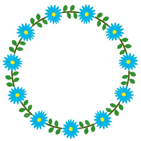 Blue Circle Frame Vector Hd PNG Images Blue Flower Circle Frame Blue