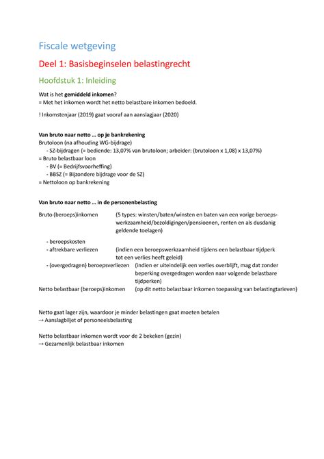 Fiscale Wetgeving Samenvatting Fiscale Wetgeving Deel