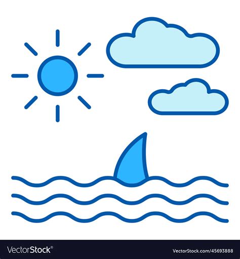 Ocean landscape shark fin Royalty Free Vector Image