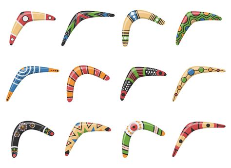 Premium Vector Traditional Wooden Boomerang Of Different Shapes Icons