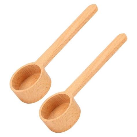 Qiilu Cuillère en hêtre 2pcs cuillère à mesurer en grains de café en