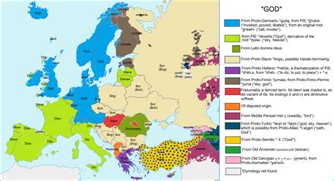 Etymology map for the word "God" in European languages : r/etymologymaps