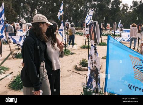 Kibbutz Reim Israel 25th Feb 2024 Visitors Join Grieving Families To Pay Respect To The