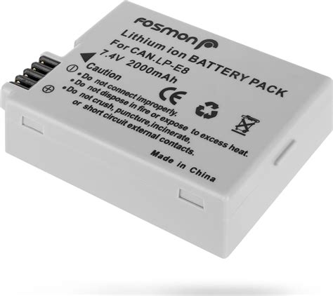 Fosmon Lp E8 High Capacity Lithium Ion Rechargeable Replacement Battery 2000 Mah For Canon Eos