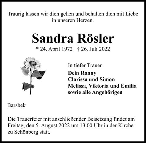 Traueranzeigen Von Sandra R Sler Trauer Anzeigen De