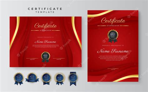 Premium Vector Red And Gold Certificate Of Achievement Border