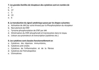 Cours les cytokines médecine 2016 quizz PPT