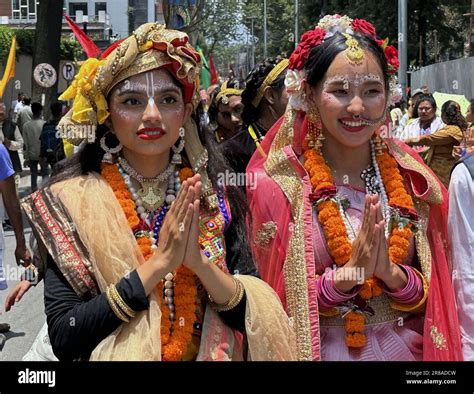 Kathmandu Bagmati Nepal 20th June 2023 Women Dressed Up As Radha