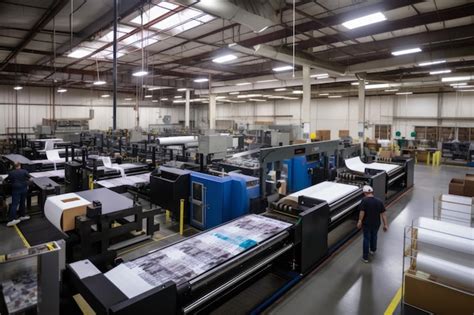 Premium Ai Image A Printing Press Facility With Workers Operating