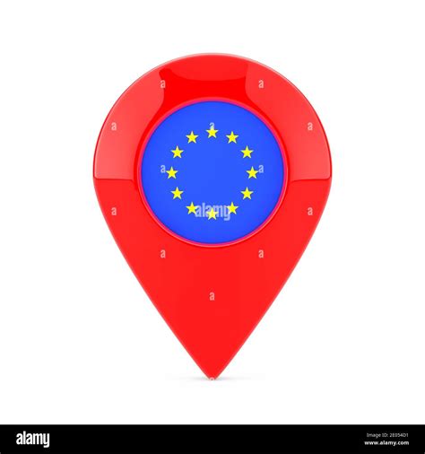 Puntero De Mapa Con Bandera De La Uni N Europea Sobre Fondo Blanco