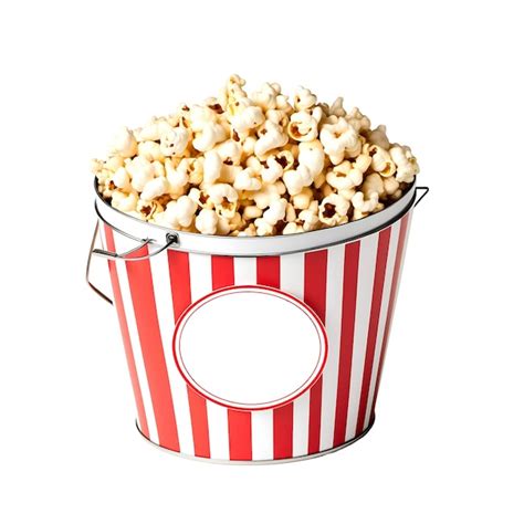 Premium Photo A Red And White Striped Bucket Of Popcorn