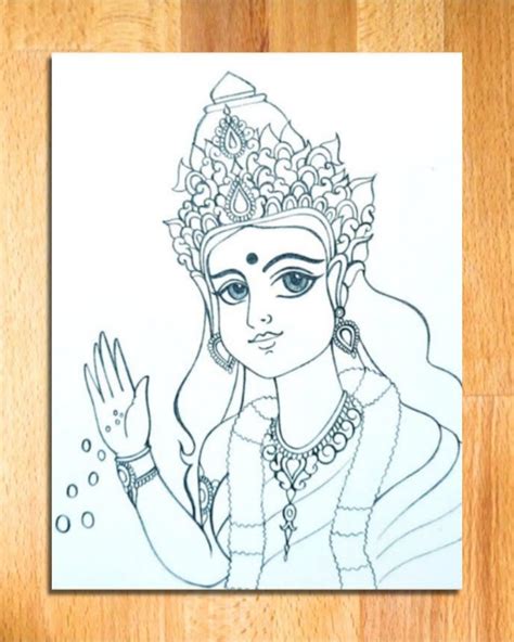 Maa Laxmi Drawing How To Draw Goddess Laxmi Maa Step By Step Laxmi Puja Drawing