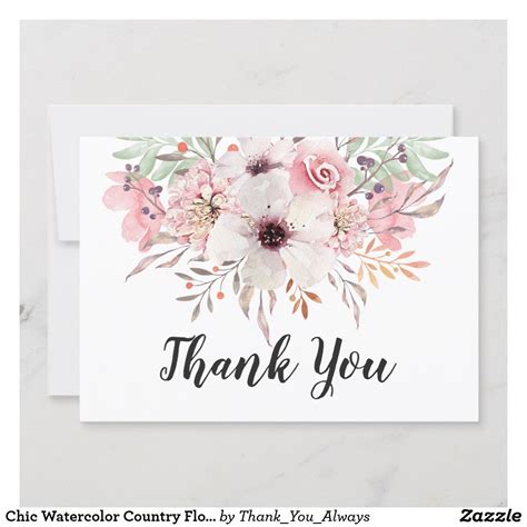 Watercolor Cards Watercolor Flowers Watercolour Thank You Card