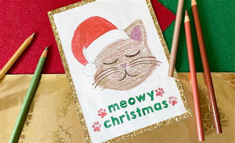 "Meowy Christmas" Punny Printable Christmas Card - Craft Project Ideas