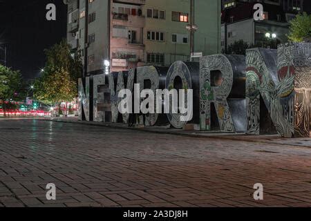 Newborn Monument In Pristina Stock Photo Alamy