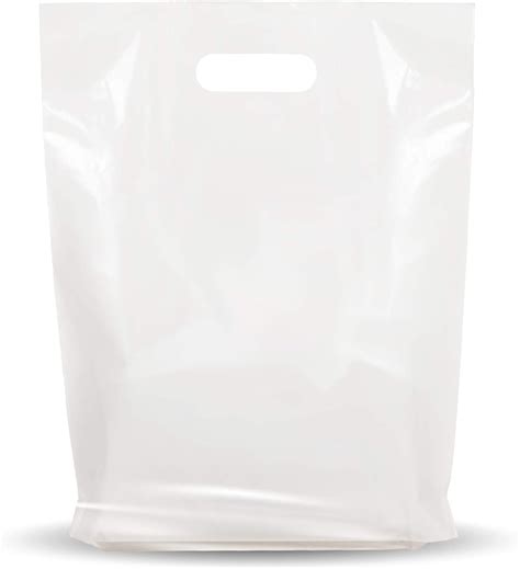 Amazon.com: White Merchandise Plastic Shopping Bags - 100 Pack 12" x 15 ...