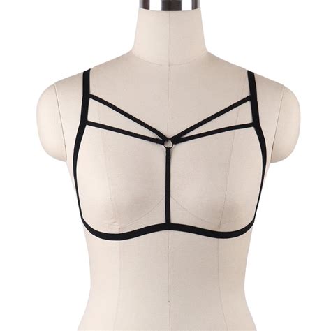 Womens Cross Harness Strappy Lace Bra Bustier Vest Crop Top Bralette