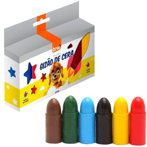 Giz De Cera Escolar Jumbo Cores Grande Colorido Brw Livraria Bar O