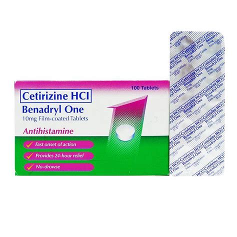 BENADRYL ONE Cetirizine Hydrochloride 10mg Film Coated Tablet 100 S