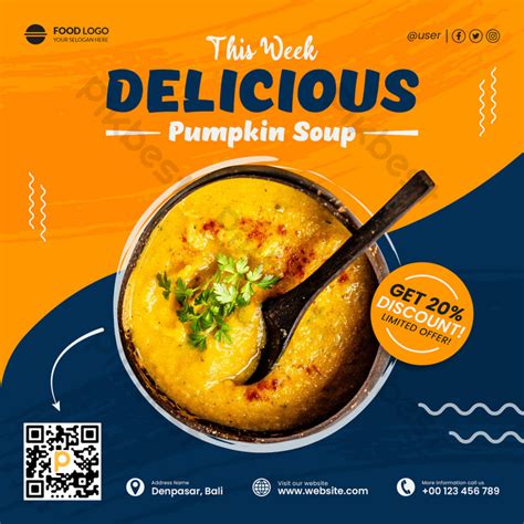 Blue Orange Delicious Food And Restaurant Menu Media Social Flyer