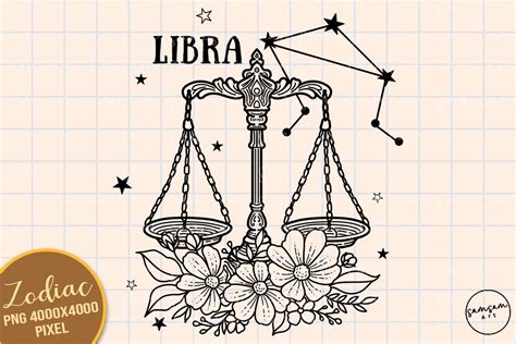 Libra Floral Zodiac Sign Sublimation Graphic By Samsam Art Creative