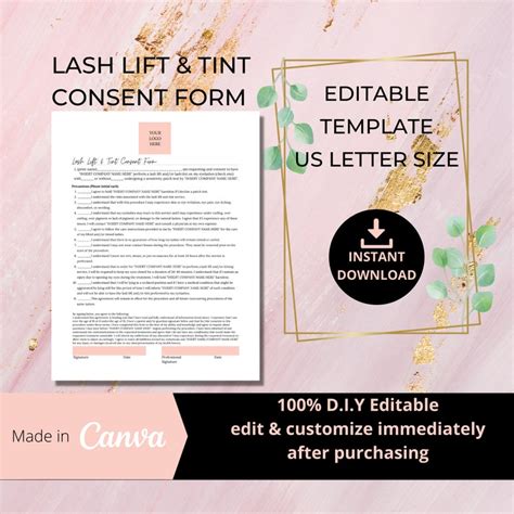 Lash Lift And Lash Tint Consent Form With Patch Test I Etsy