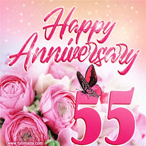 Happy 55th Anniversary GIF - Amazing Flowers and Glitter | Funimada.com