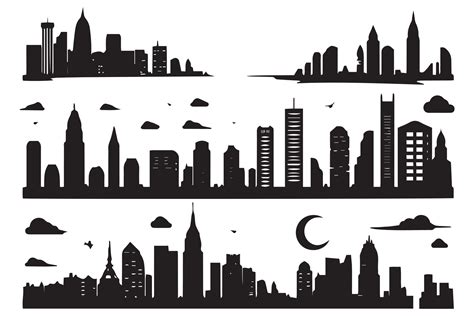 set of City silhouette illustration free design 43829712 Vector Art at ...