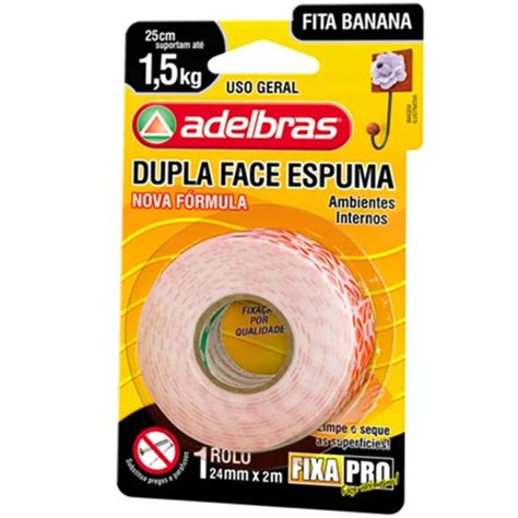 Fita Adesiva Dupla Face Mm X M Adelbras Lupel