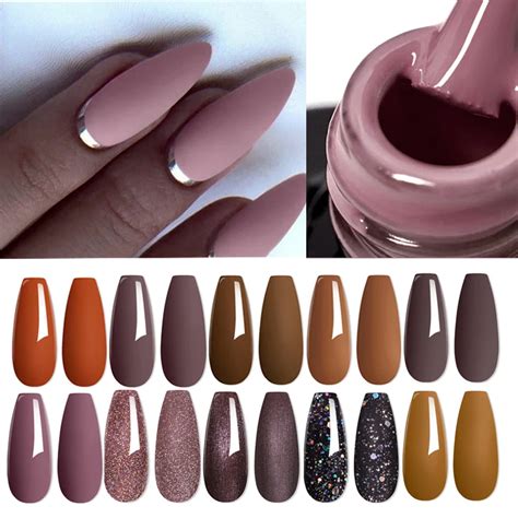 Mtssii 6ml Gel Nail Polish Brown Earth Coffee Color Series Semi Permanent Uv Gel Chocolate