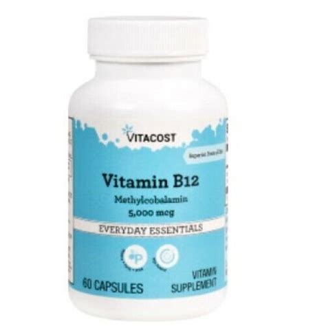 Vitacost Vitamin B 12 Methylcobalamin 5000 Mcg 60 Capsules Exp