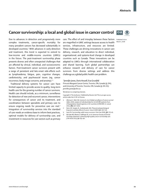 Pdf Cancer Survivorship A Local And Global Issue In Cancer Control