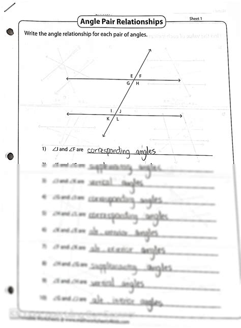 Free Angle Pair Relationships Worksheet Download Free Angle Pair Relationships Worksheet Png