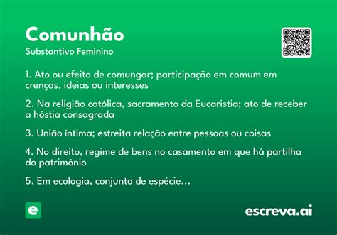 O Que Significa A Palavra Comunhão - Comunhão - Significado e Sinônimo - escreva.ai
