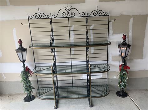 Large Vgt French Brass And Wrought Iron Bakers Rack For Sale In San