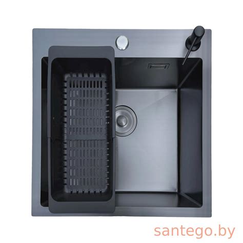 Кухонная мойка с дозатором и колландером Stellar E5050NB (50*50 см, графит)