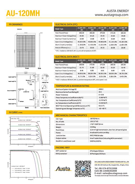 Austa Energy Au Mh V Mh Scheda Tecnica Pannello Solare