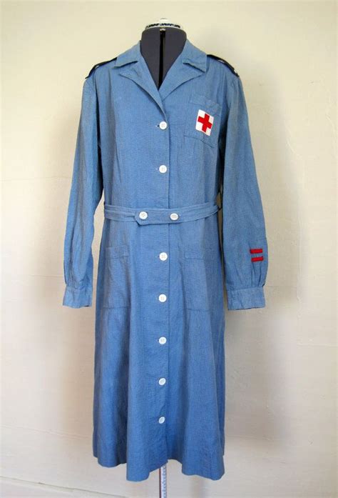 Vintage 40s Red Cross Volunteer Uniform Fashion Motto Red Cross